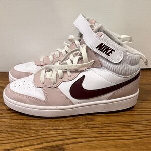 Nike Court Borough Mid 2 Maroon and White High-Top Sneakers (youth)